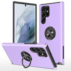 Per Samsung Galaxy S22 Ultra 5G PC + Custodia magnetica in TPU con supporto per anello invisibile (viola)