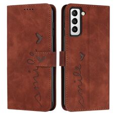 Per Samsung Galaxy S23 + 5G Skin Feel Custodia per telefono in pelle con motivo a cuore (marrone)