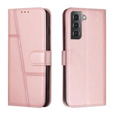 Per Samsung Galaxy S23 + 5G Custodia in pelle con fibbia in vitello con cuciture (rosa)