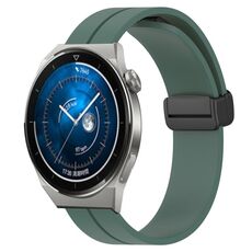 Per Huawei Watch GT3 Pro 46mm 22mm Cinturino in silicone con chiusura magnetica in tinta unita (verde oliva)