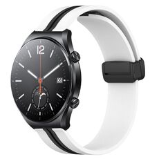 Per Xiaomi MI Watch S1 Cinturino in silicone pieghevole con chiusura magnetica da 22 mm (bianco + nero)