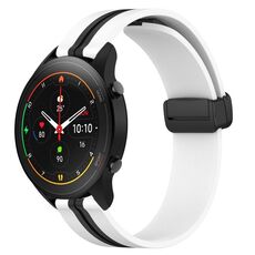 Per Xiaomi MI Watch S1 Pro Cinturino in silicone pieghevole con chiusura magnetica da 22 mm (bianco + nero)