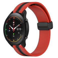 Per Xiaomi MI Watch S1 Pro Cinturino in silicone pieghevole con chiusura magnetica da 22 mm (rosso + nero)