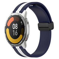 Per Xiaomi MI Watch Color 2 Cinturino in silicone pieghevole da 22 mm con chiusura magnetica (blu notte + bianco)