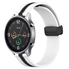 Per Xiaomi MI Watch Color 22mm Cinturino pieghevole in silicone con chiusura magnetica (bianco + nero)