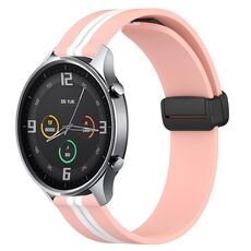 Per Xiaomi MI Watch Color 22mm Cinturino pieghevole in silicone con chiusura magnetica (rosa + bianco)