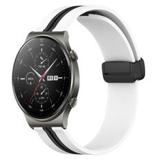 Cinturino per orologio in silicone pieghevole con chiusura magnetica da 22 mm per Huawei GT2 Pro (bianco + nero)