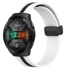 Per Huawei Watch GT 2E Cinturino in silicone pieghevole con chiusura magnetica da 22 mm (bianco + nero)