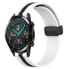 Per Huawei GT2 46mm 22mm Cinturino in silicone pieghevole con chiusura magnetica (bianco + nero)