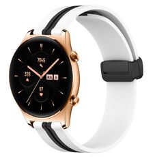 Cinturino per orologio in silicone con chiusura magnetica pieghevole da 22 mm For Honor Watch GS 3 (bianco + nero)