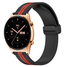 For Honor Watch GS 3 Cinturino in silicone pieghevole con chiusura magnetica da 22 mm (nero + rosso)