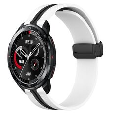 Cinturino per orologio in silicone con chiusura magnetica pieghevole For Honor Watch GS Pro da 22 mm (bianco + nero)
