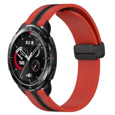 Cinturino per orologio in silicone con chiusura magnetica pieghevole For Honor Watch GS Pro da 22 mm (rosso + nero)