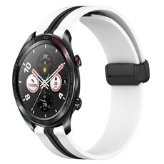 Cinturino per orologio in silicone con chiusura magnetica pieghevole For Honor Watch Dream da 22 mm (bianco + nero)
