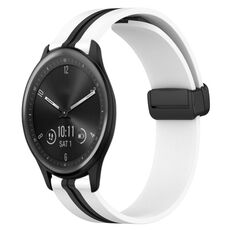 Per Garmin Vivomove Sport 20 mm pieghevole cinturino in silicone con chiusura magnetica (bianco + nero)