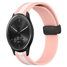 Per Garmin Vivomove Sport 20 mm pieghevole cinturino in silicone con chiusura magnetica (rosa + bianco)