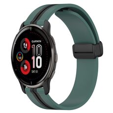 Per Garmin Venu 2 Plus Cinturino in silicone pieghevole da 20 mm con chiusura magnetica (verde oliva + nero)