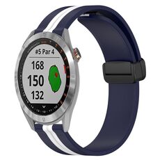 Per Garmin Approach S40 Cinturino in silicone pieghevole da 20 mm con chiusura magnetica (blu notte + bianco)