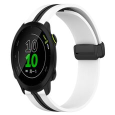 Per Garmin Forerunner 158 Cinturino in silicone pieghevole da 20 mm con chiusura magnetica (bianco + nero)