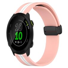 Per Garmin Forerunner 158 Cinturino in silicone pieghevole da 20 mm con chiusura magnetica (rosa + bianco)
