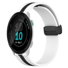 Per Garmin Forerunner 55 Cinturino in silicone pieghevole da 20 mm con chiusura magnetica (bianco + nero)