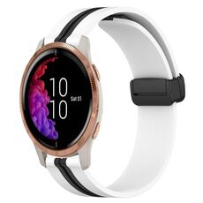 Per Garmin Venu 20mm Cinturino pieghevole in silicone con chiusura magnetica (bianco + nero)