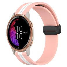 Per cinturino in silicone pieghevole con chiusura magnetica da 20 mm Garmin Venu (rosa + bianco)