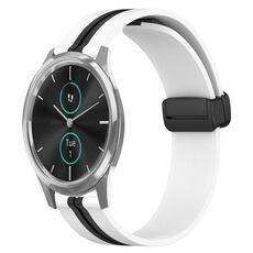 Per Garminmove Luxe cinturino in silicone pieghevole da 20 mm con chiusura magnetica (bianco + nero)
