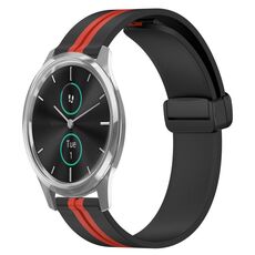 Per Garminmove Luxe Cinturino in silicone pieghevole da 20 mm con chiusura magnetica (nero + rosso)