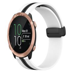 Per Garmin Forerunner 645 Music 20mm Cinturino pieghevole in silicone con chiusura magnetica (bianco + nero)
