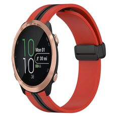 Per Garmin Forerunner 645 Music 20 mm pieghevole chiusura magnetica cinturino in silicone (rosso + nero)