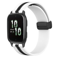 Per Garmin Forerunner Sq2 20mm cinturino in silicone pieghevole con chiusura magnetica (bianco + nero)