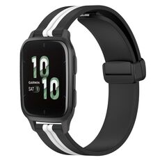 Per Garmin Forerunner Sq2 20mm cinturino in silicone pieghevole con chiusura magnetica (nero + bianco)