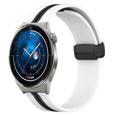 Per Huawei Watch GT3 Pro 43mm 20mm Cinturino pieghevole in silicone con chiusura magnetica (bianco + nero)