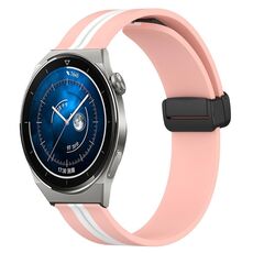 Per Huawei Watch GT3 Pro 43mm 20mm Cinturino in silicone pieghevole con chiusura magnetica (rosa + bianco)