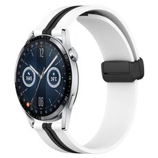 Per Huawei Watch GT3 42mm 20mm Cinturino in silicone pieghevole con chiusura magnetica (bianco + nero)