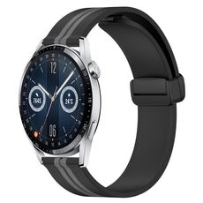 Per Huawei Watch GT3 42mm 20mm Cinturino in silicone pieghevole con chiusura magnetica (nero + grigio)