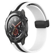 Per Huawei Watch 2 Cinturino in silicone pieghevole da 20 mm con chiusura magnetica (bianco + nero)