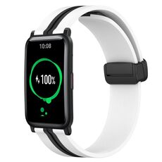 Cinturino per orologio in silicone con chiusura magnetica pieghevole For Honor Watch ES 20 mm (bianco + nero)