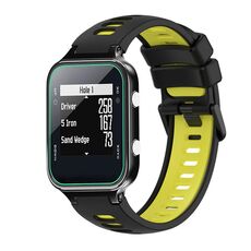 Per cinturino in silicone bicolore Garmin Approach S20 (nero + giallo)