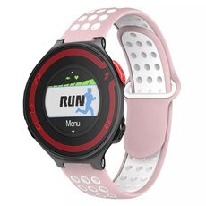Per Garmin Forerunner 220 cinturino in silicone traspirante perforato bicolore (rosa + bianco)