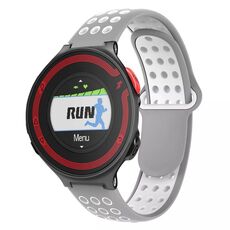 Per Garmin Forerunner 220 cinturino in silicone traspirante perforato bicolore (grigio + bianco)