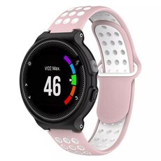 Per Garmin Forerunner 230 cinturino in silicone traspirante perforato bicolore (rosa + bianco)
