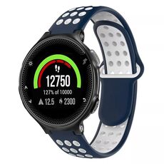 Per Garmin Forerunner 235 cinturino in silicone traspirante perforato bicolore (blu notte + bianco)