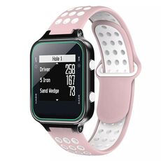Per Garmin Approach S20 cinturino in silicone traspirante perforato bicolore (rosa + bianco)