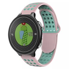 Per Garmin Approach S6 Cinturino in silicone traspirante perforato bicolore (rosa + verde acqua)