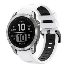 Per Garmin Fenix 7 22mm Cinturino sportivo in silicone bicolore (bianco + nero)