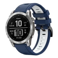 Per Garmin Fenix 7 22mm Cinturino sportivo in silicone bicolore (blu notte + bianco)