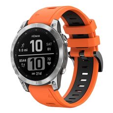 Per Garmin Fenix 7 22mm Cinturino sportivo in silicone bicolore (arancione + nero)