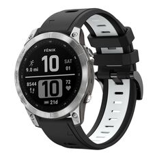 Per Garmin Fenix 7 22mm Cinturino sportivo in silicone bicolore (nero + bianco)